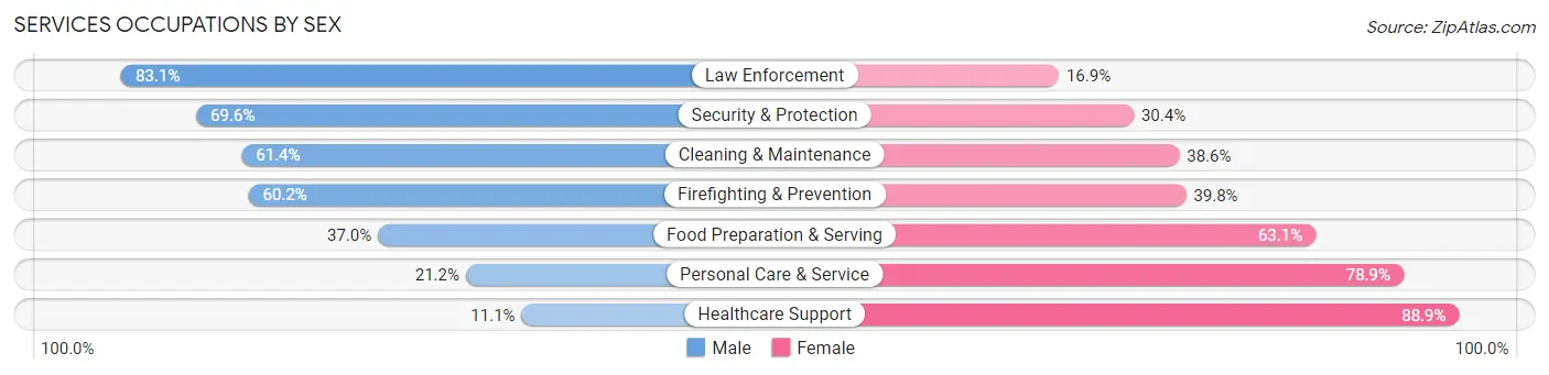Services Occupations by Sex in Zip Code 28054