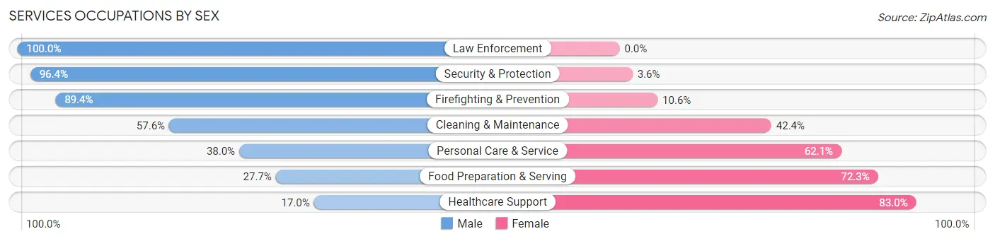 Services Occupations by Sex in Zip Code 28056