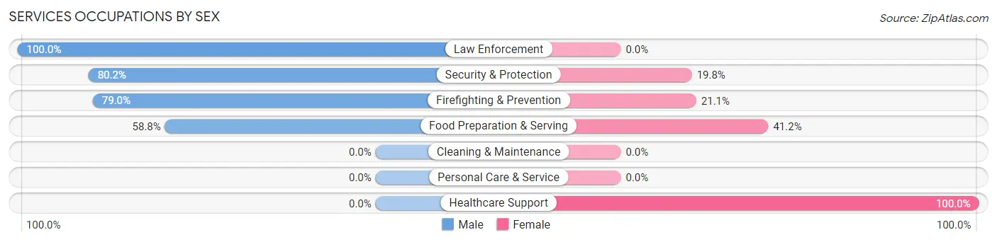 Services Occupations by Sex in Zip Code 28071