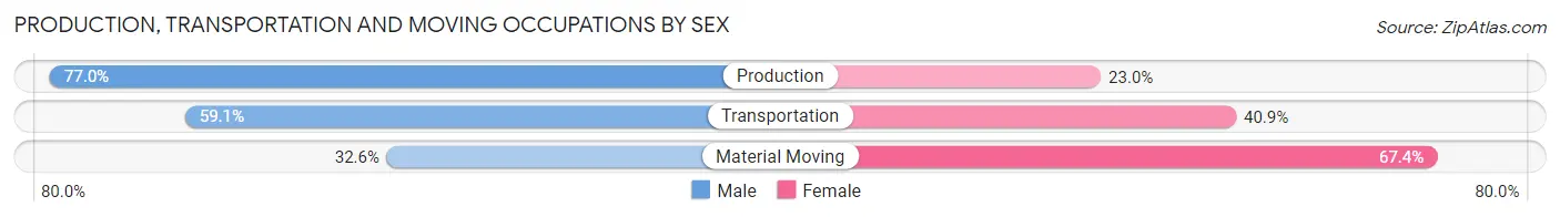 Production, Transportation and Moving Occupations by Sex in Zip Code 28073