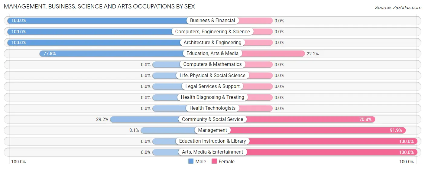 Management, Business, Science and Arts Occupations by Sex in Zip Code 28091