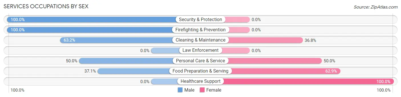 Services Occupations by Sex in Zip Code 28098