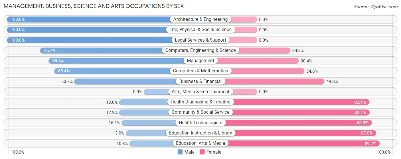 Management, Business, Science and Arts Occupations by Sex in Zip Code 28101