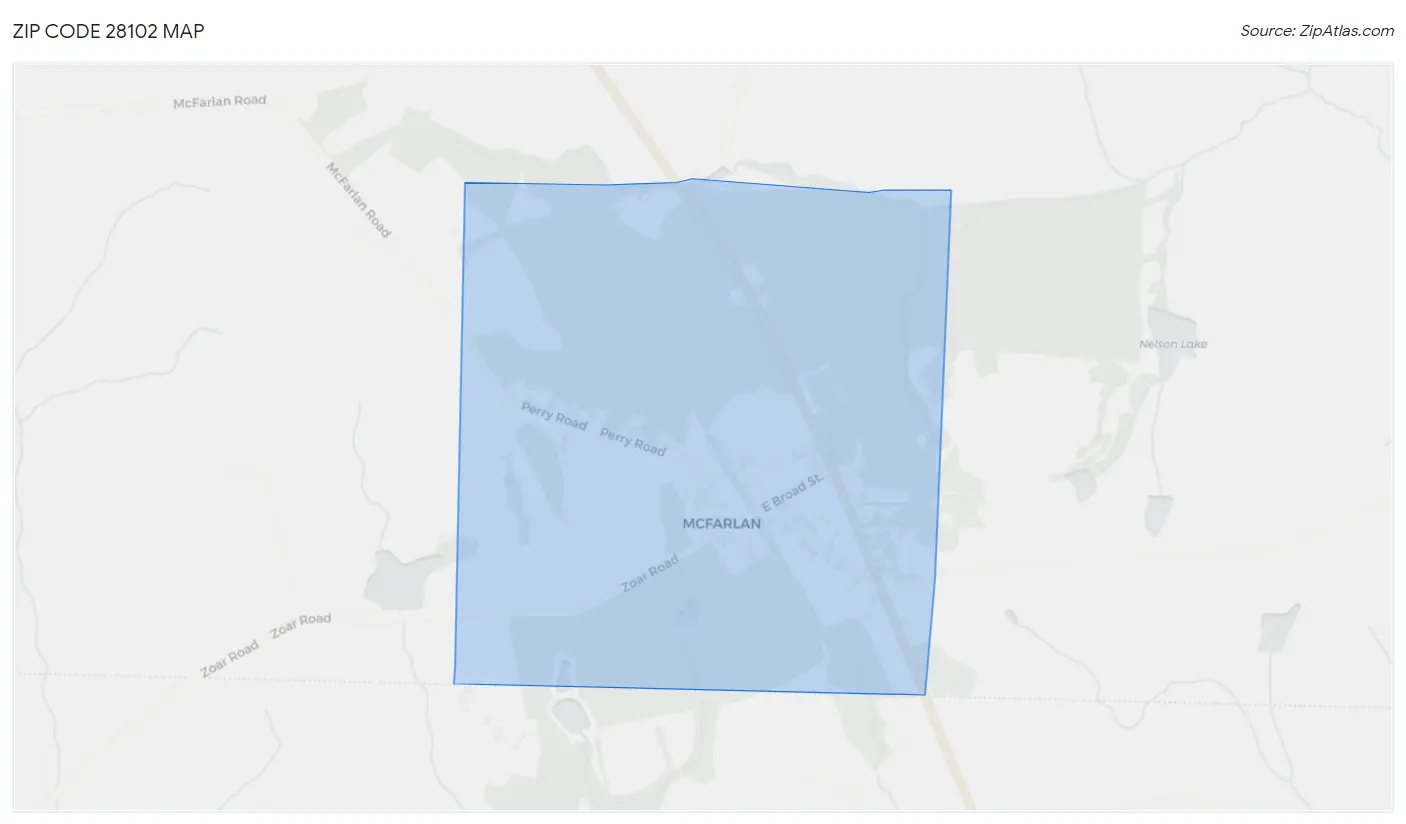 Zip Code 28102 Map