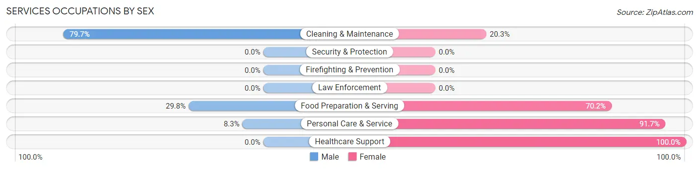 Services Occupations by Sex in Zip Code 28107