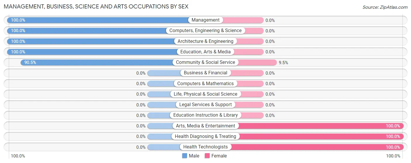 Management, Business, Science and Arts Occupations by Sex in Zip Code 28109