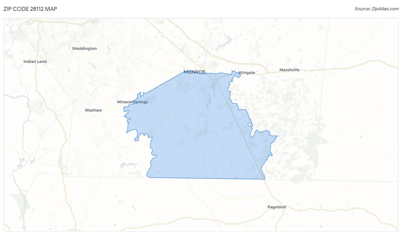 Zip Code 28112 Map