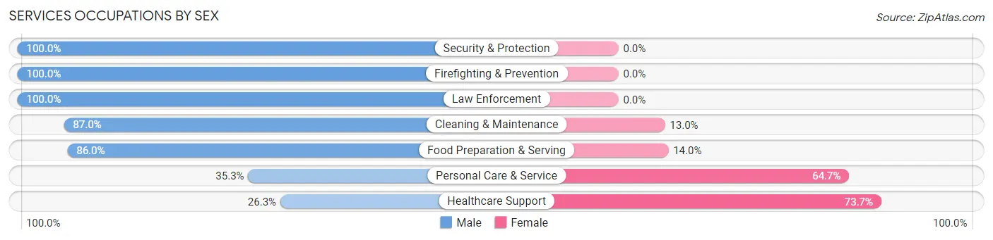 Services Occupations by Sex in Zip Code 28114