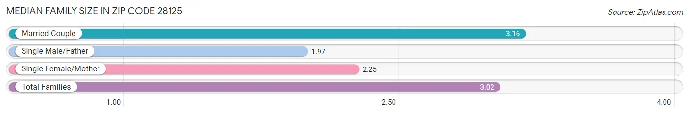 Median Family Size in Zip Code 28125