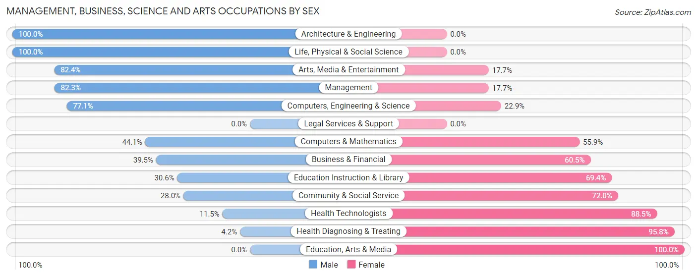 Management, Business, Science and Arts Occupations by Sex in Zip Code 28127