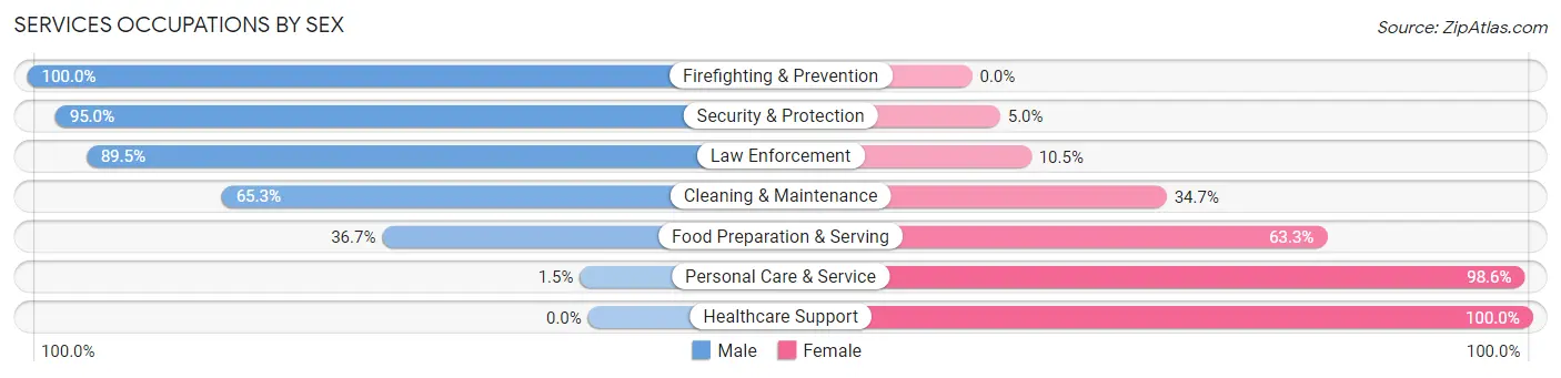 Services Occupations by Sex in Zip Code 28127