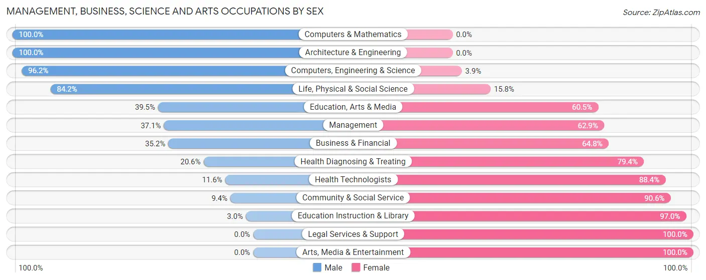 Management, Business, Science and Arts Occupations by Sex in Zip Code 28129