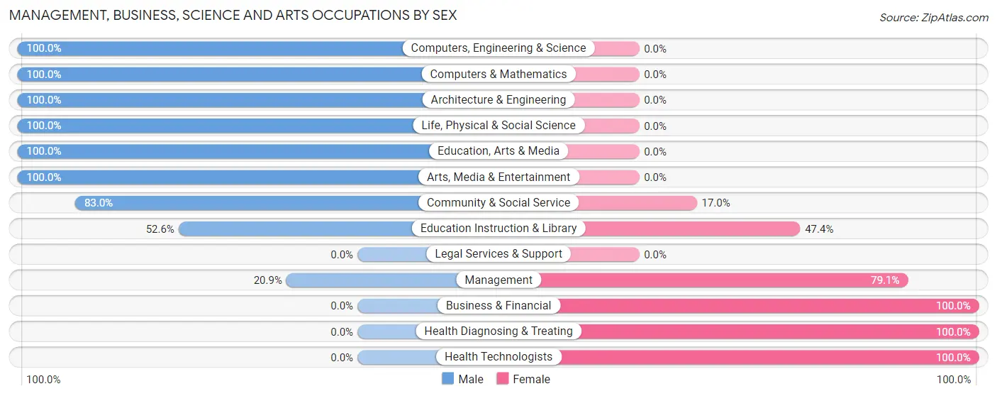 Management, Business, Science and Arts Occupations by Sex in Zip Code 28135