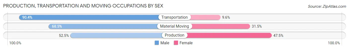 Production, Transportation and Moving Occupations by Sex in Zip Code 28139