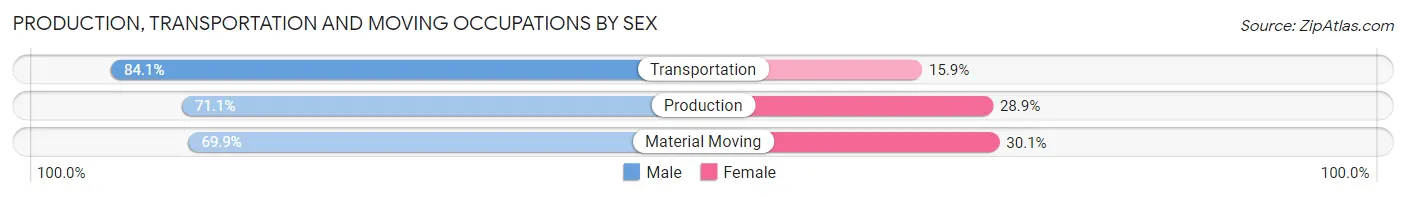 Production, Transportation and Moving Occupations by Sex in Zip Code 28146