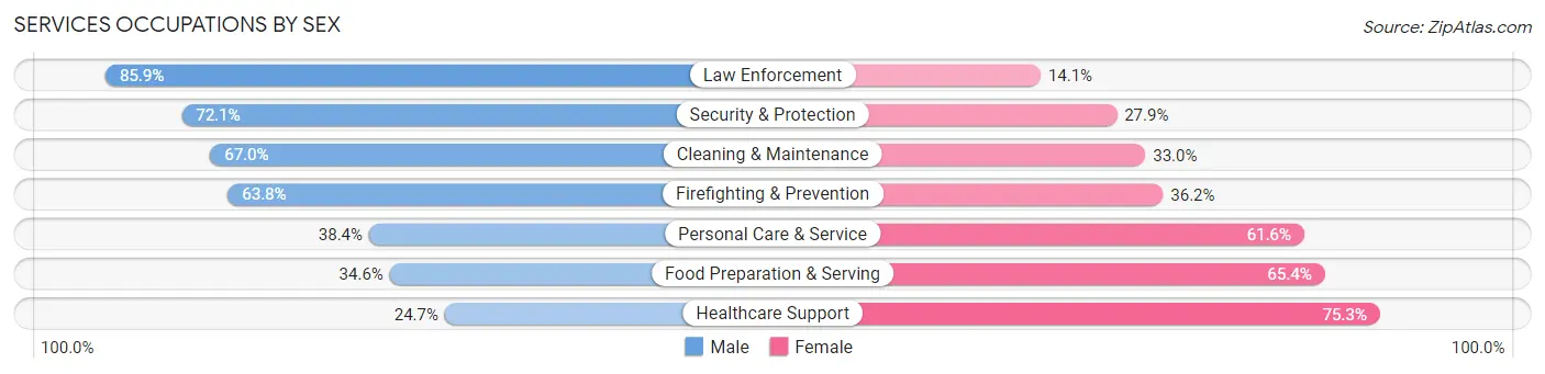 Services Occupations by Sex in Zip Code 28146