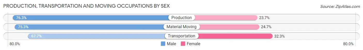 Production, Transportation and Moving Occupations by Sex in Zip Code 28159