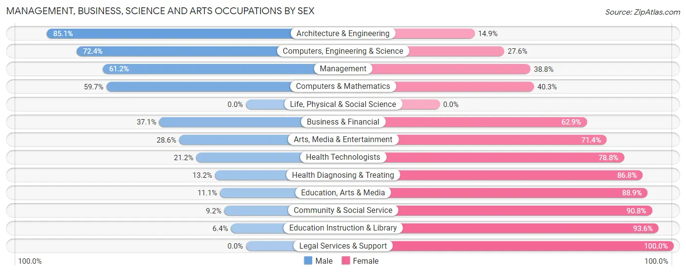 Management, Business, Science and Arts Occupations by Sex in Zip Code 28163