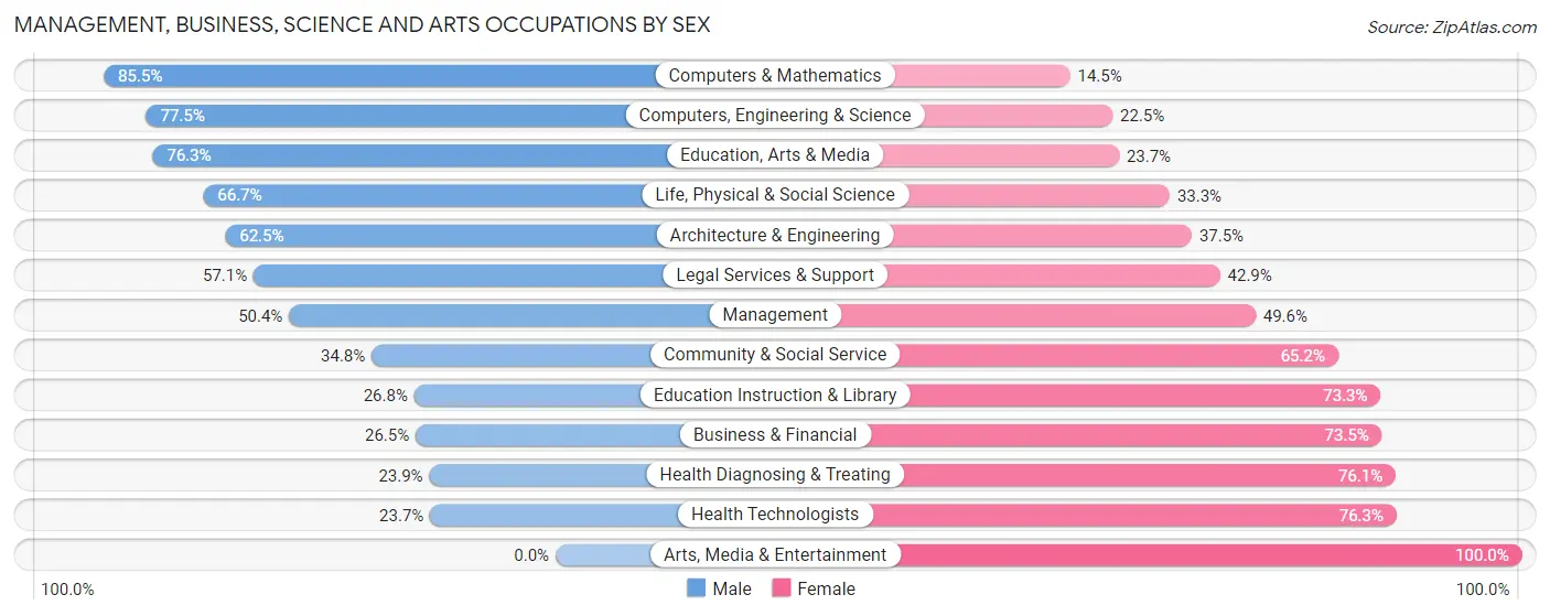 Management, Business, Science and Arts Occupations by Sex in Zip Code 28164