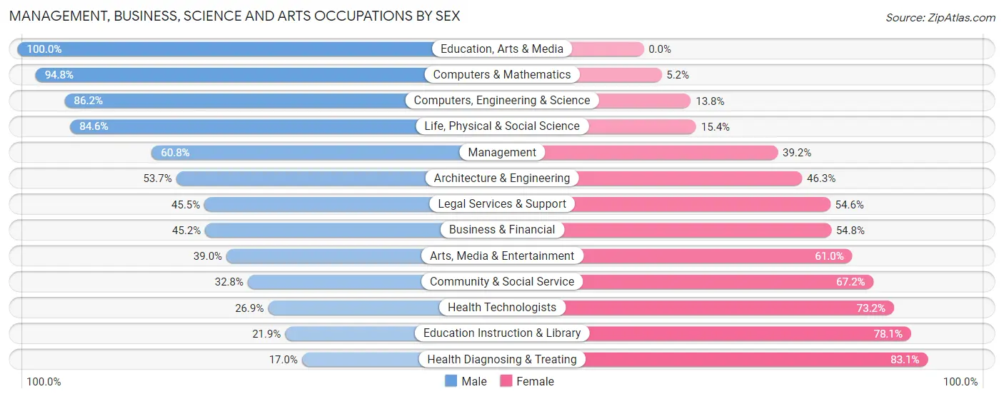 Management, Business, Science and Arts Occupations by Sex in Zip Code 28166