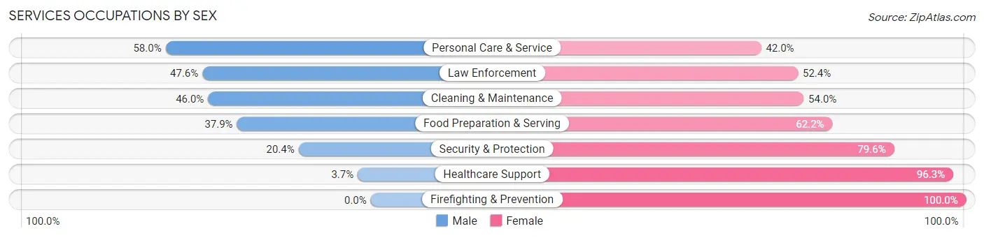 Services Occupations by Sex in Zip Code 28174