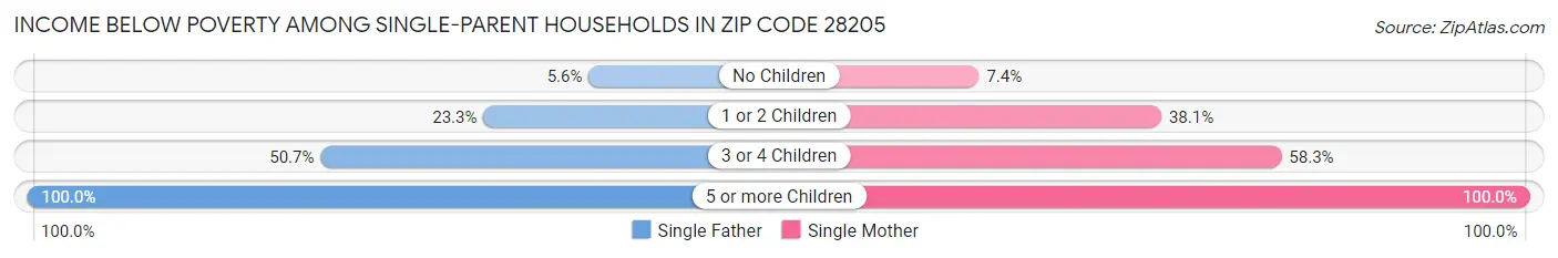 Income Below Poverty Among Single-Parent Households in Zip Code 28205
