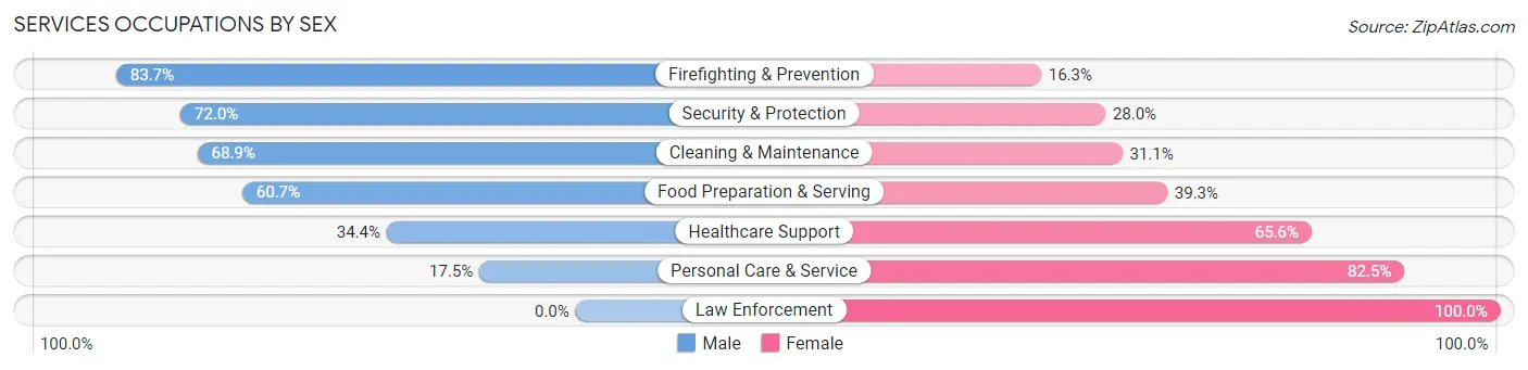 Services Occupations by Sex in Zip Code 28209
