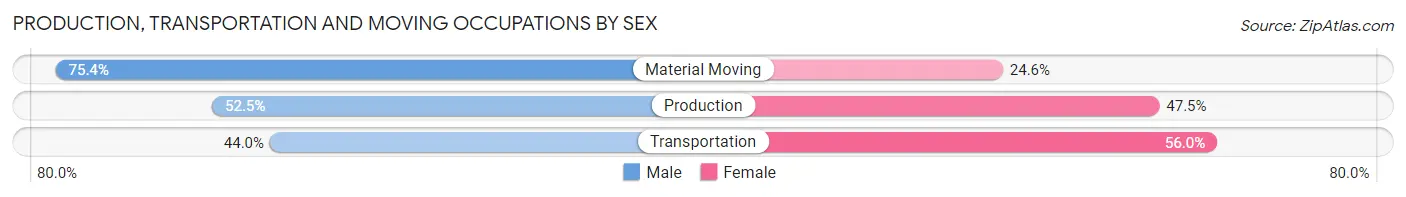 Production, Transportation and Moving Occupations by Sex in Zip Code 28211