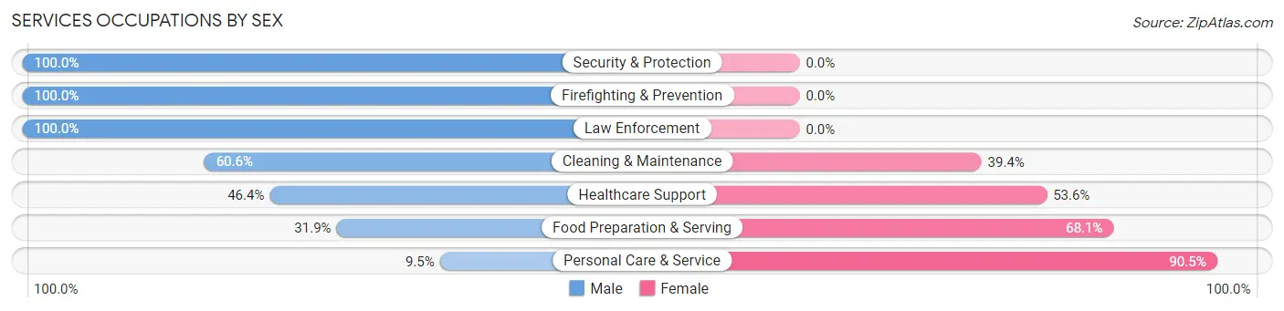 Services Occupations by Sex in Zip Code 28211