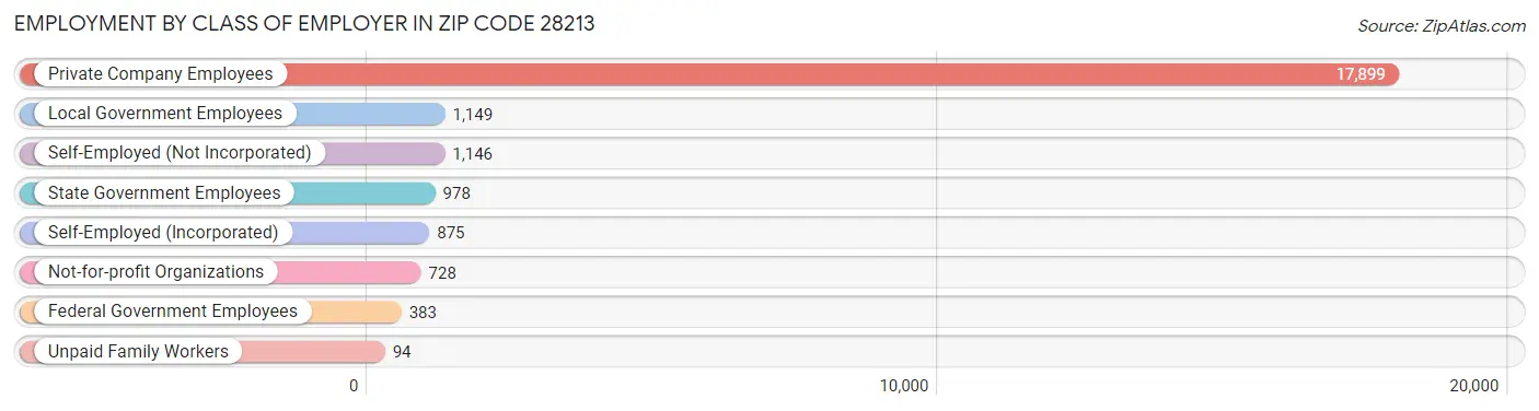 Employment by Class of Employer in Zip Code 28213