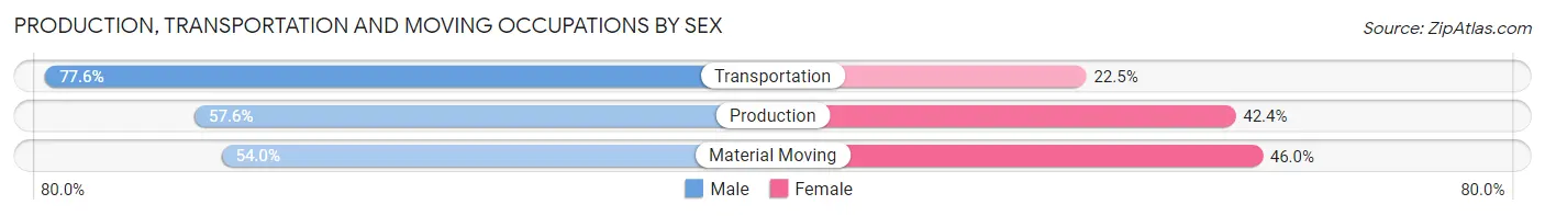Production, Transportation and Moving Occupations by Sex in Zip Code 28217