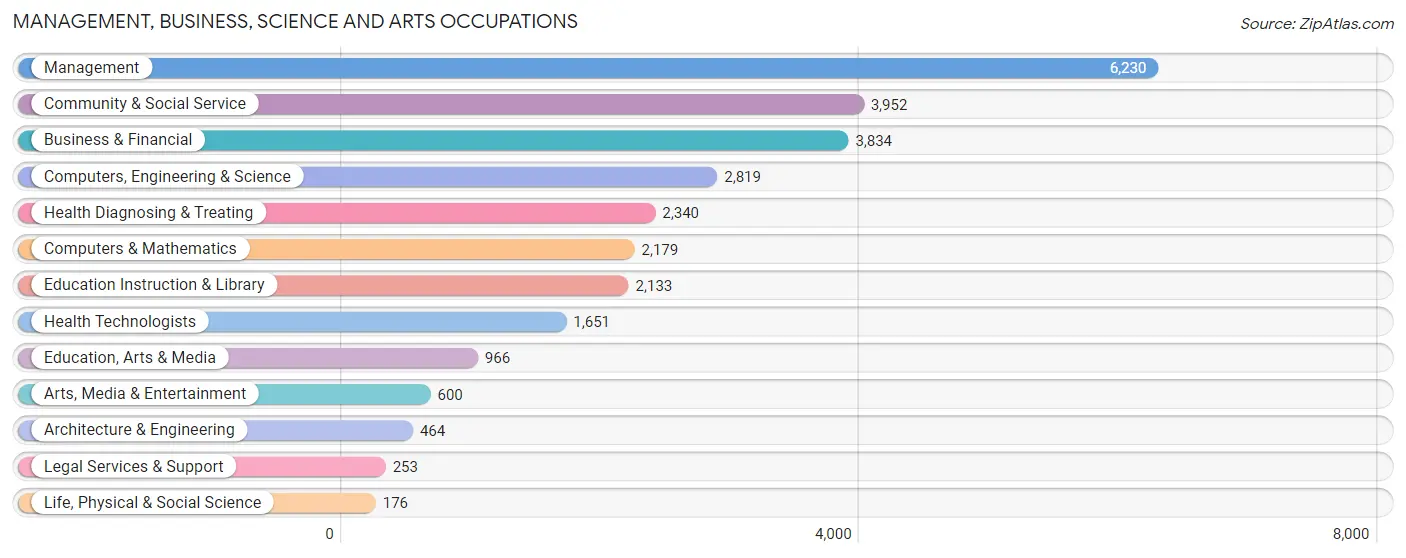 Management, Business, Science and Arts Occupations in Zip Code 28269