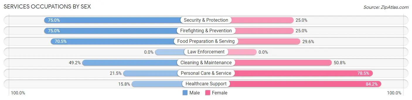 Services Occupations by Sex in Zip Code 28305
