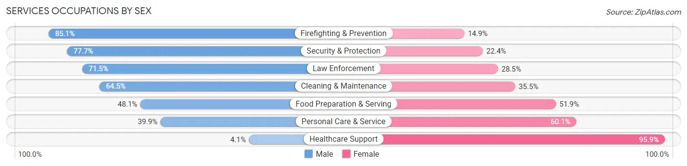 Services Occupations by Sex in Zip Code 28306