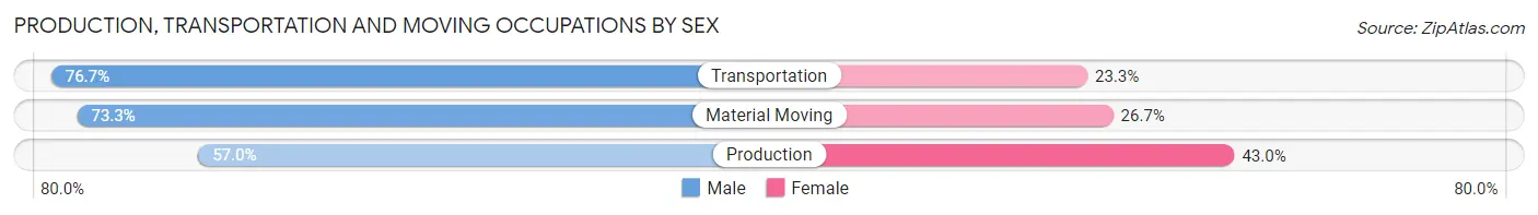 Production, Transportation and Moving Occupations by Sex in Zip Code 28311