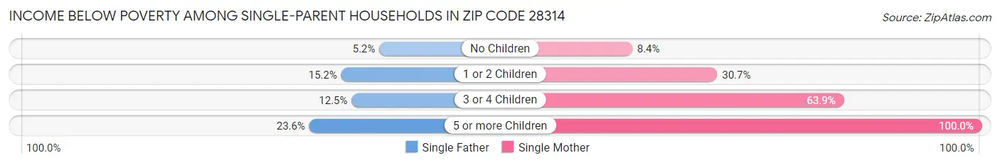 Income Below Poverty Among Single-Parent Households in Zip Code 28314