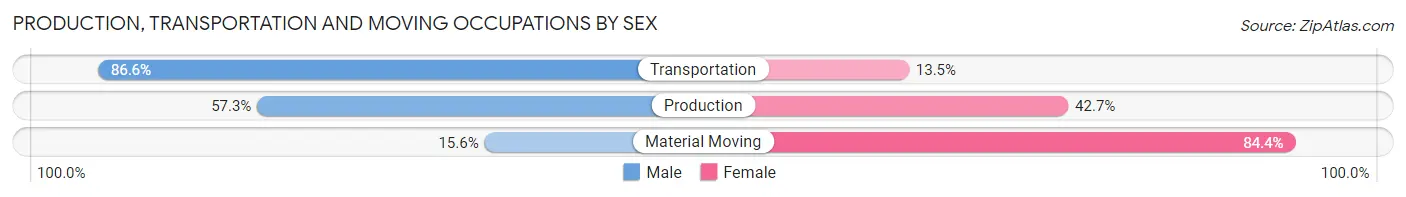 Production, Transportation and Moving Occupations by Sex in Zip Code 28315