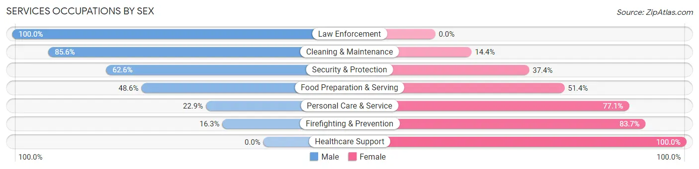 Services Occupations by Sex in Zip Code 28315