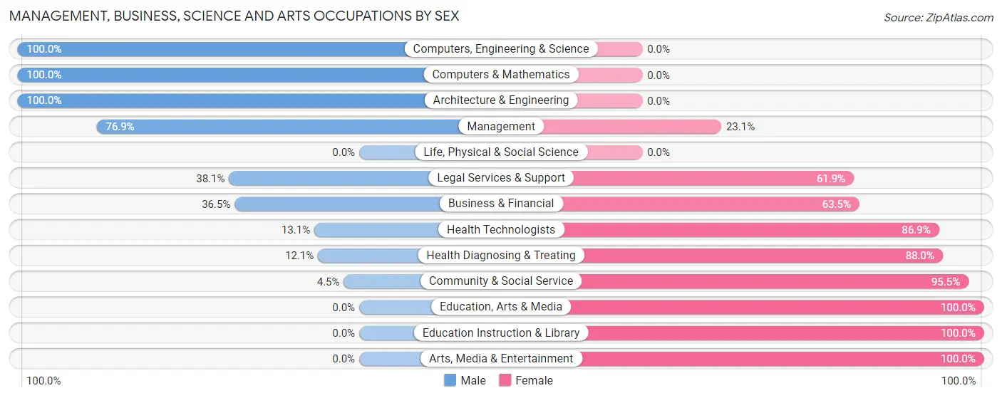 Management, Business, Science and Arts Occupations by Sex in Zip Code 28320