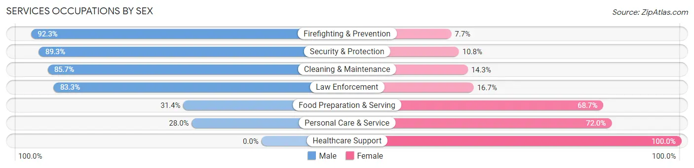 Services Occupations by Sex in Zip Code 28327