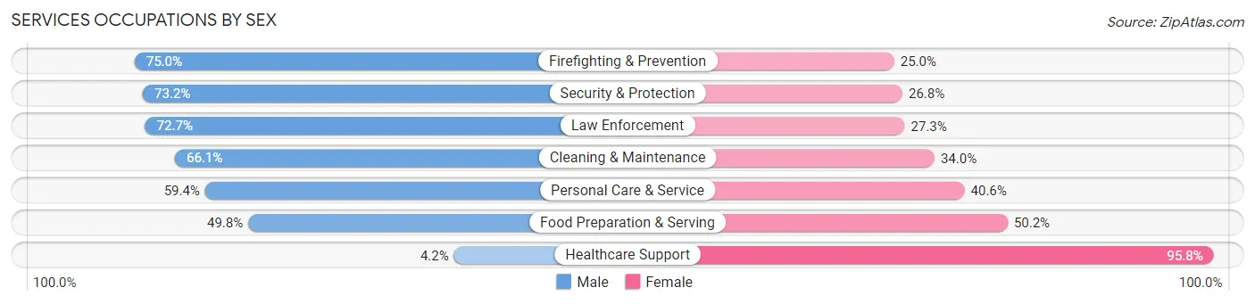 Services Occupations by Sex in Zip Code 28328