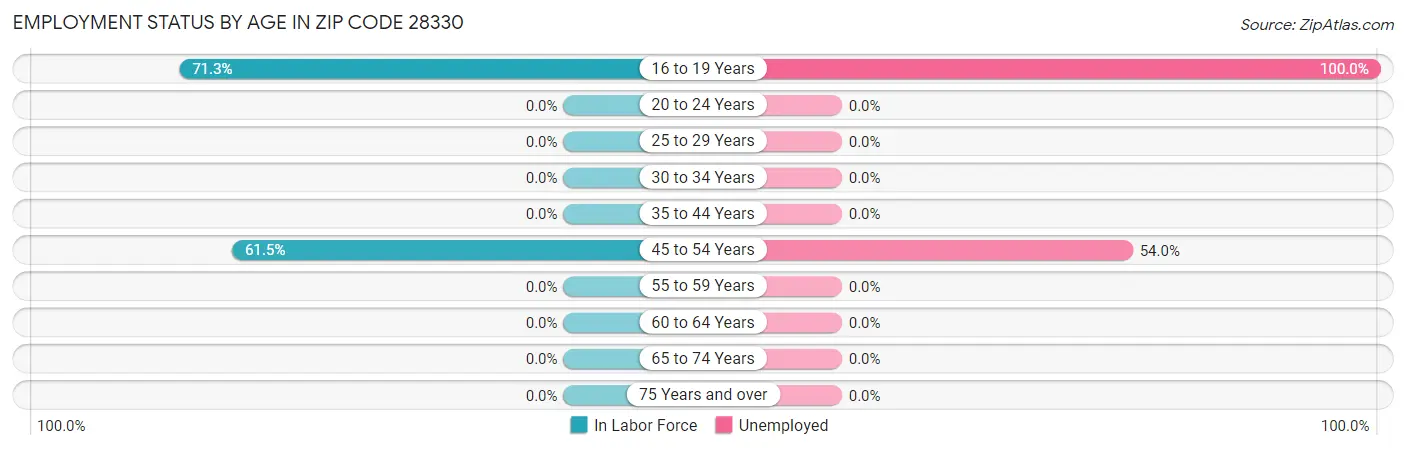 Employment Status by Age in Zip Code 28330