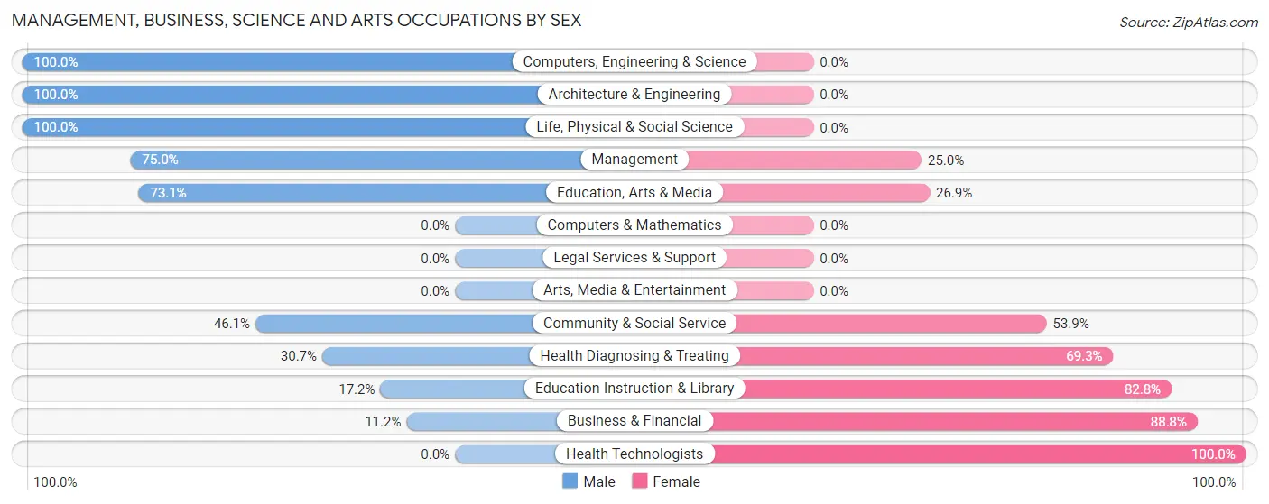 Management, Business, Science and Arts Occupations by Sex in Zip Code 28333