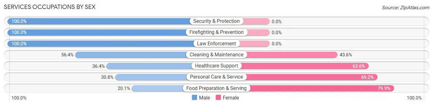Services Occupations by Sex in Zip Code 28340