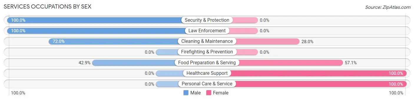 Services Occupations by Sex in Zip Code 28341