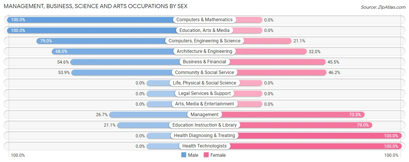 Management, Business, Science and Arts Occupations by Sex in Zip Code 28351