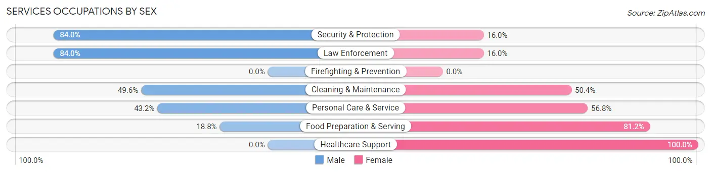 Services Occupations by Sex in Zip Code 28351