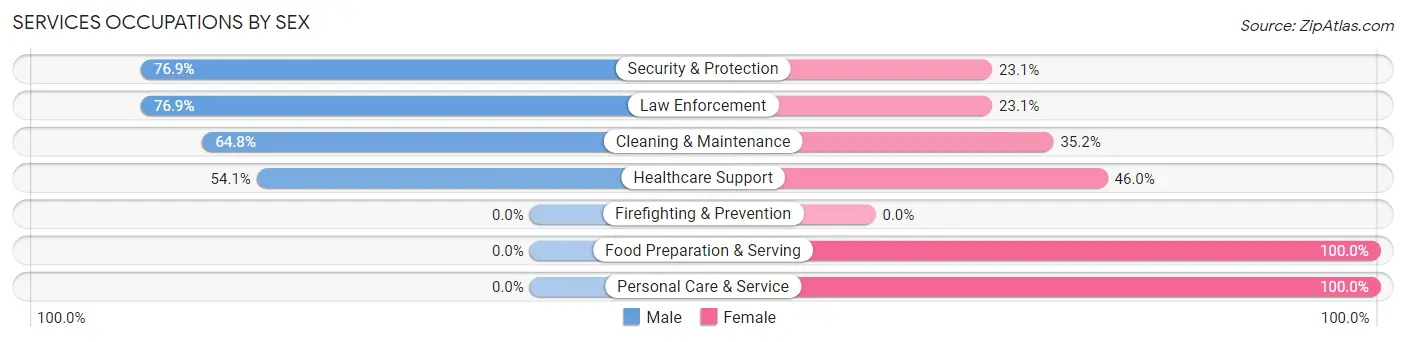 Services Occupations by Sex in Zip Code 28357