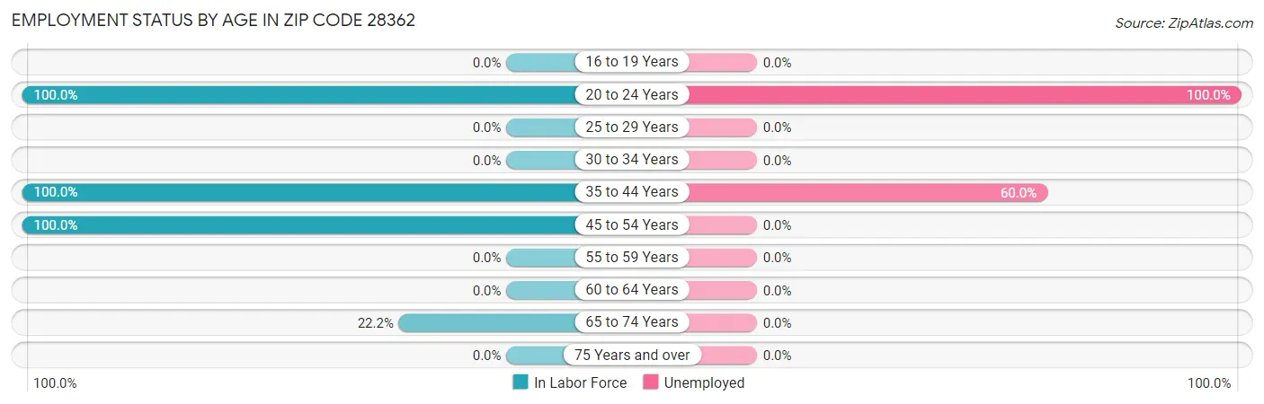 Employment Status by Age in Zip Code 28362