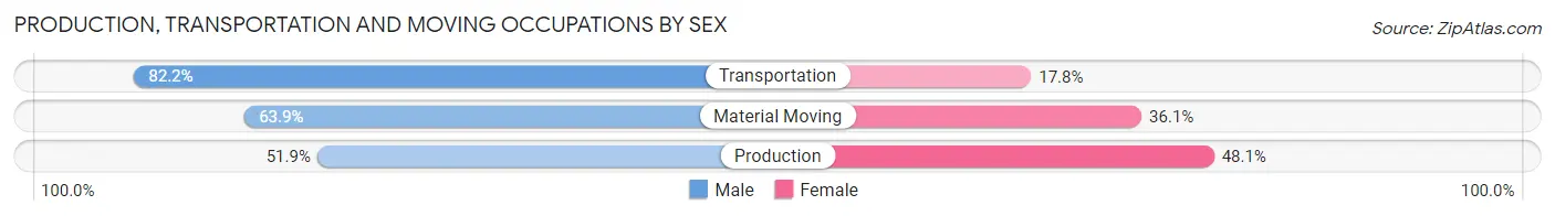 Production, Transportation and Moving Occupations by Sex in Zip Code 28364